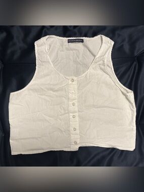 Brandy Melville Cream Button-Front Cropped Tank